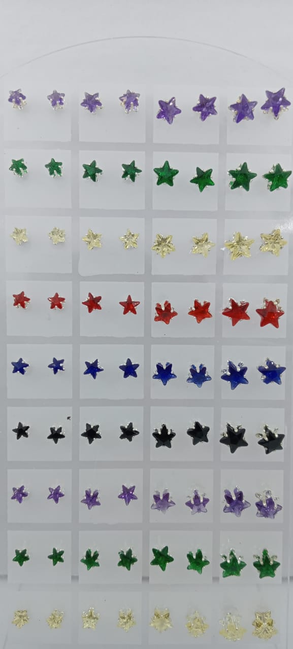 Women's Star Studs With Artificial Stones (36 Pairs)